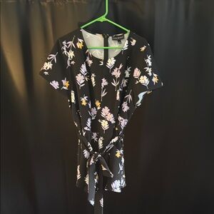 Lane Bryant Black Top with Floral Accents